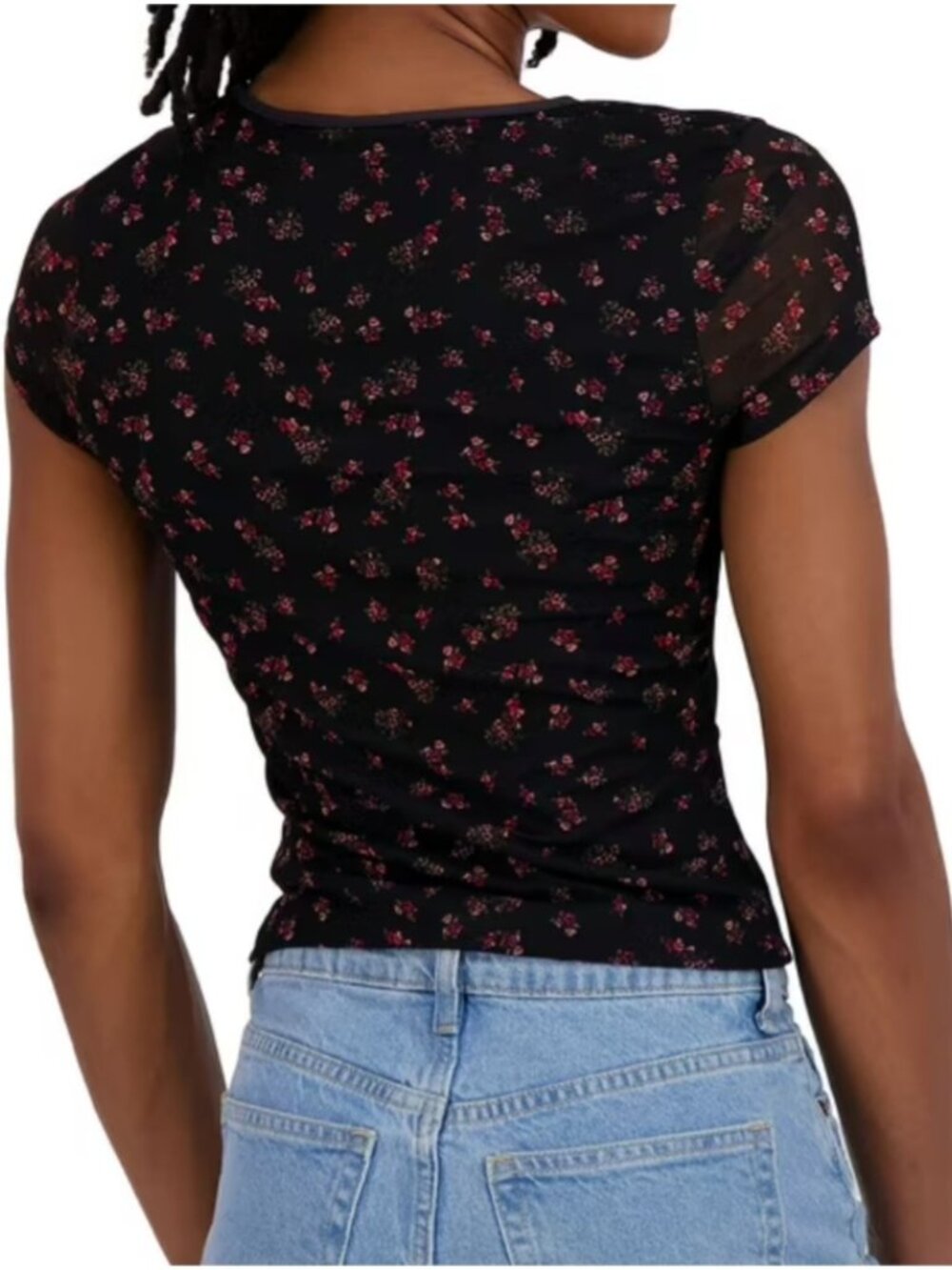 Aeropostale Women's Mesh V-Neck Crop Top Dark Black Size XS - Picture 2 of 6
